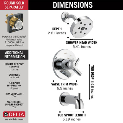 Delta TRINSIC Monitor 17 Series H2Okinetic Tub & Shower Trim -Chrome (Valve Sold Separately)