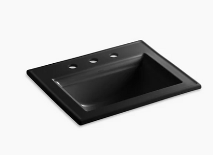 Kohler Memoirs Stately Drop-In Bathroom Sink With 8" Widespread Faucet Holes - Black