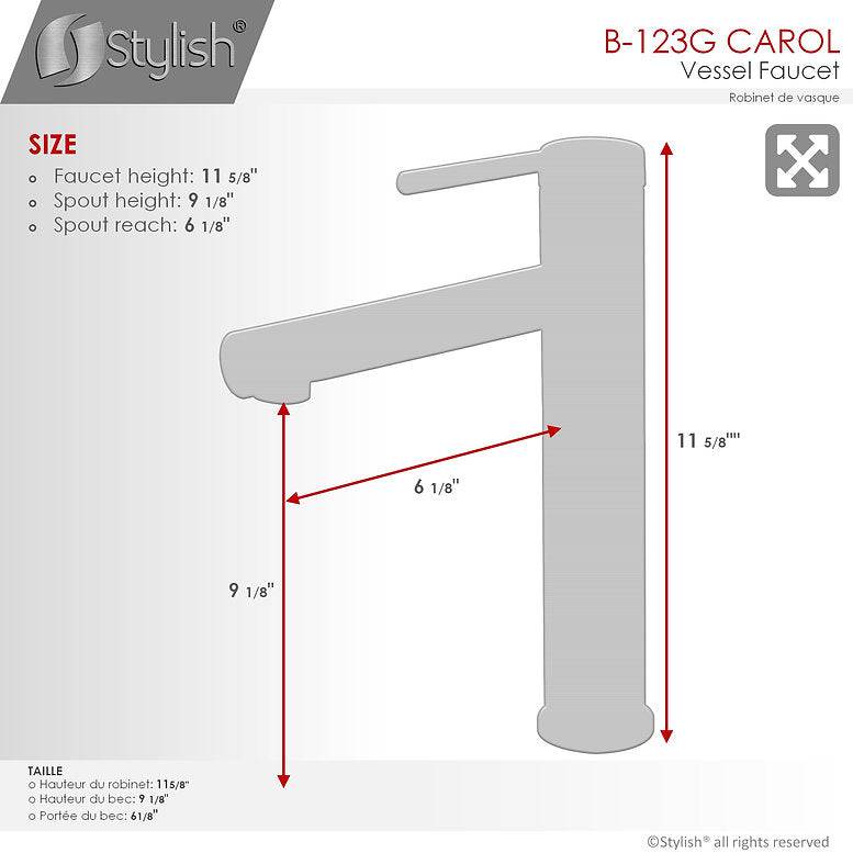 Stylish 11.63" Carol Bathroom Faucet Single Handle Brushed Gold Finish B-123G - Renoz