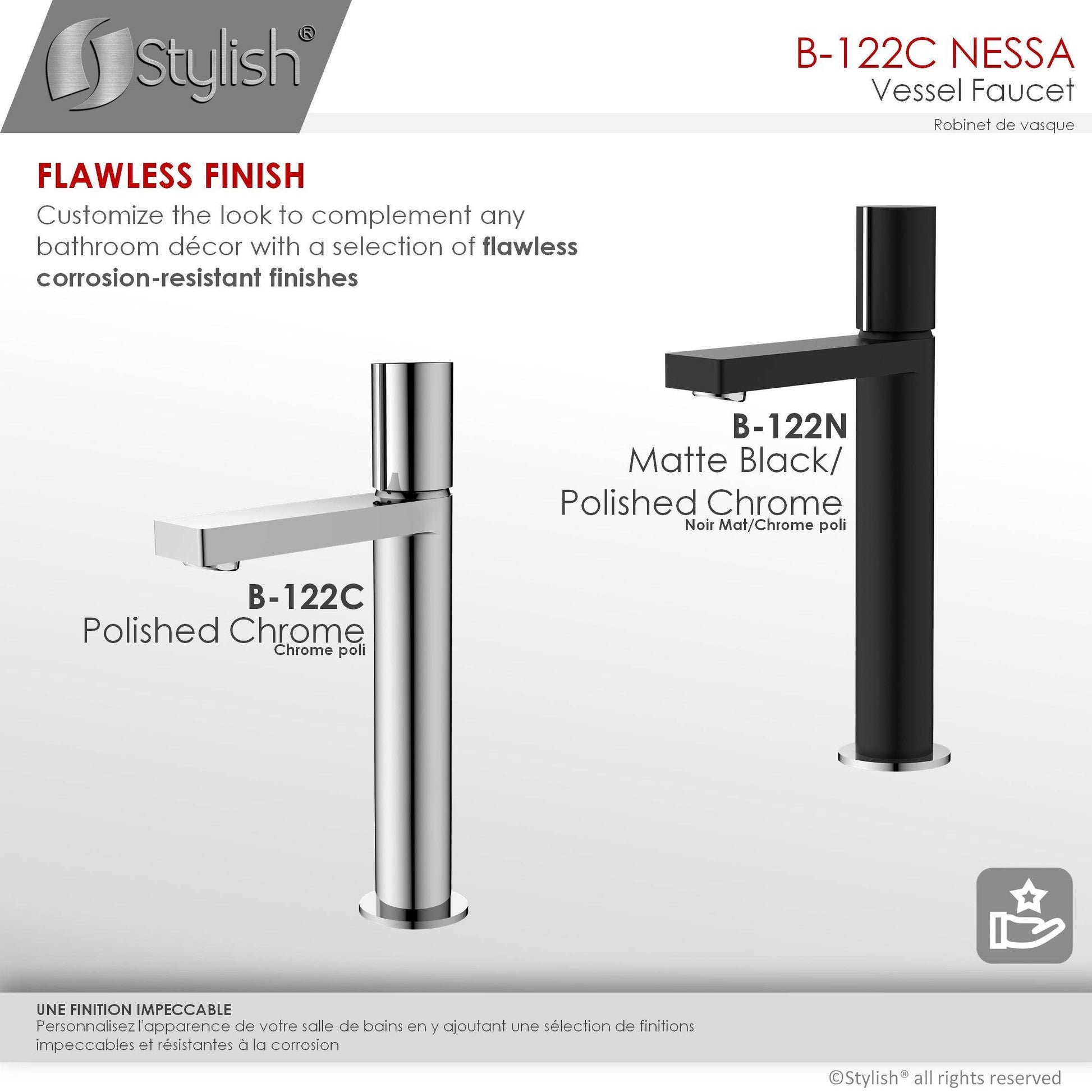 Stylish Nessa 12.5" Single Handle Bathroom Vessel Faucet, Polished Chrome Finish B-122C - Renoz