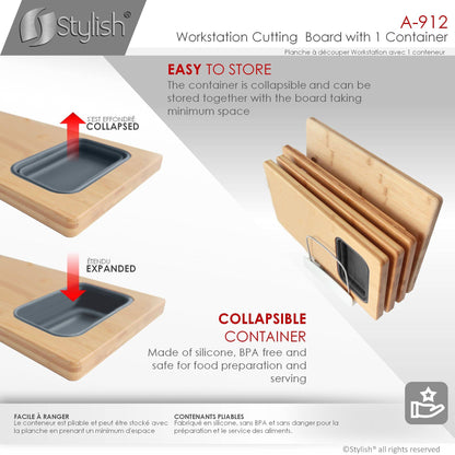 Stylish Workstation Cutting Board With 1 Container A-912 - Renoz