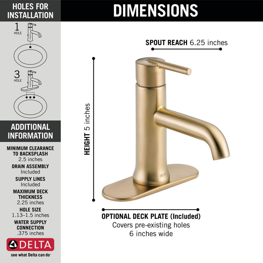 Delta Robinet de salle de bains à poignée unique TRINSIC - Champagne Bronze