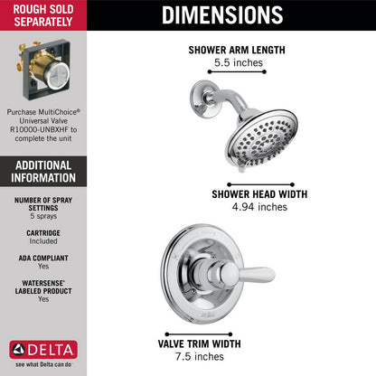 Delta Garniture de douche LAHARA Monitor série 14 - Chrome (valve vendue séparément)