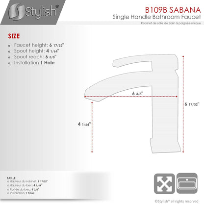 Stylish Sabana 7" Single Handle Bathroom Faucet for Single Hole Brass Basin Mixer Tap, Brushed Nickel Finish B-109B - Renoz