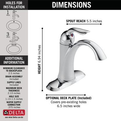 Delta Robinet de salle de bains à poignée unique LAHARA - Chrome