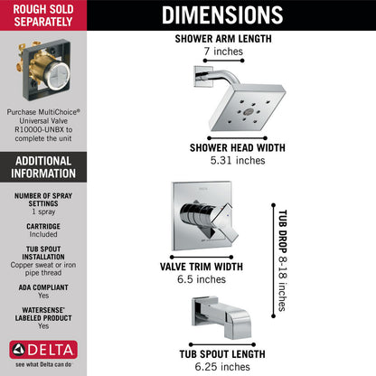 Delta ARA Monitor 17 Series H2Okinetic Tub & Shower Trim -Chrome (Valve Sold Separately)