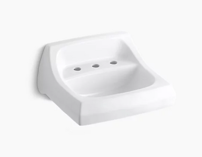 Kohler Kingston 21-1/4" X 18-1/8" Wall-Mount/Concealed Arm Carrier Bathroom Sink With Widespread Faucet Holes - White