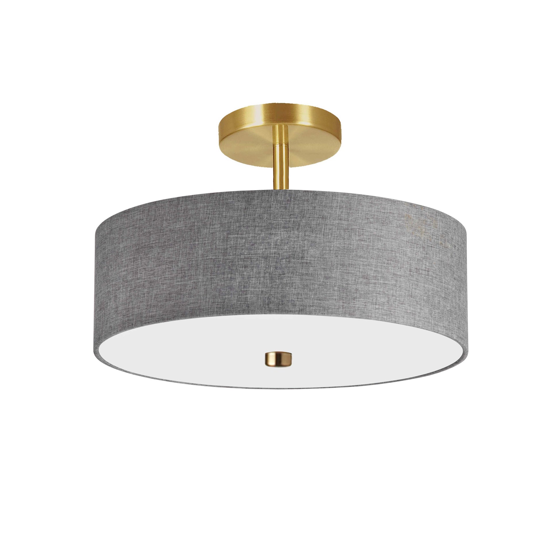 Dainolite 3 Light Incandescent Semi-Flush Mount Aged Brass with Grey Shade - Renoz