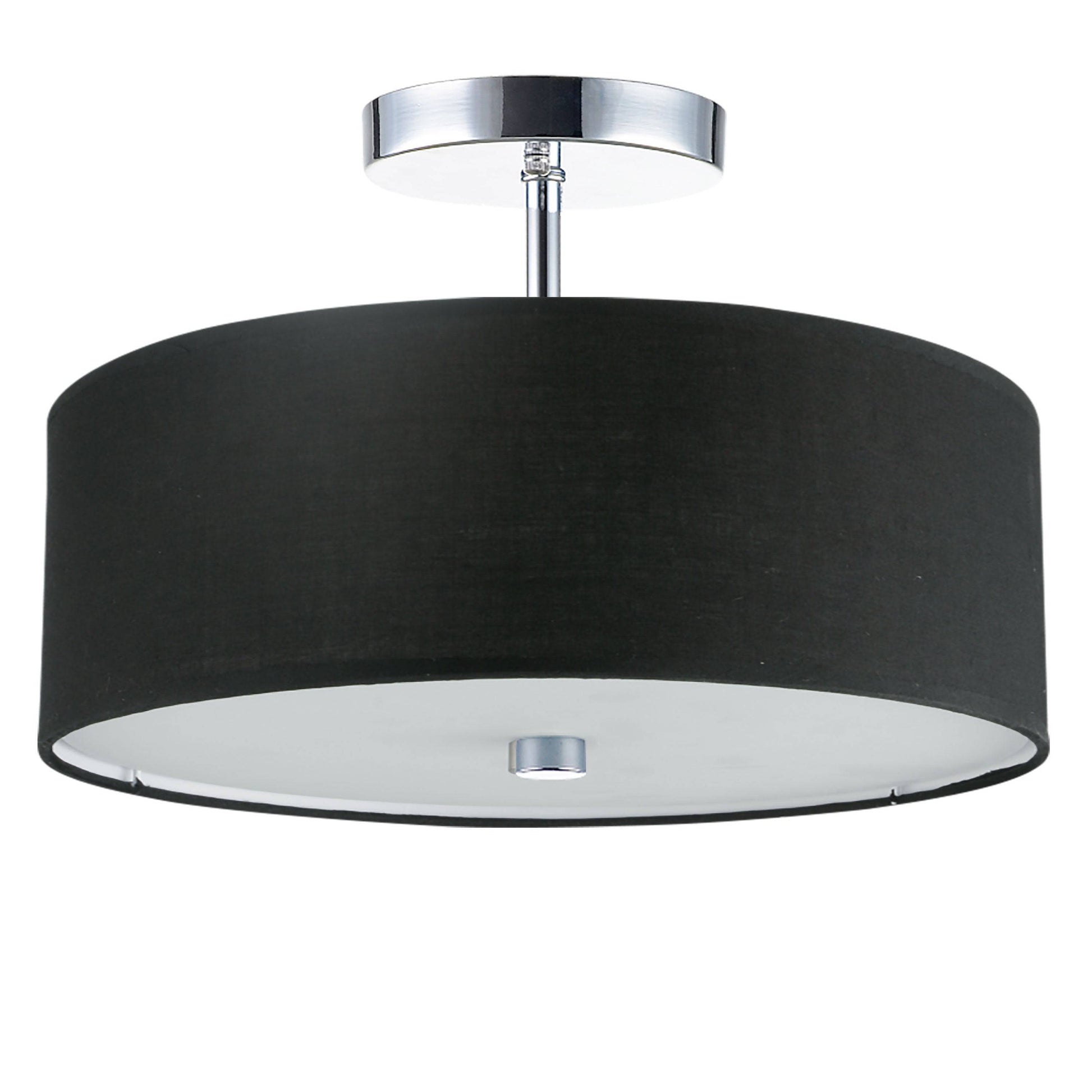 Dainolite 3 Light Incandescent Semi Flush Polished Chrome Finish with Black Shade - Renoz