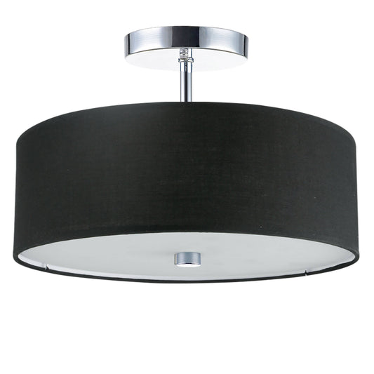 Dainolite 3 Light Incandescent Semi Flush Polished Chrome Finish with Black Shade - Renoz