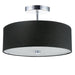 Dainolite 3 Light Incandescent Semi Flush Polished Chrome Finish with Black Shade - Renoz