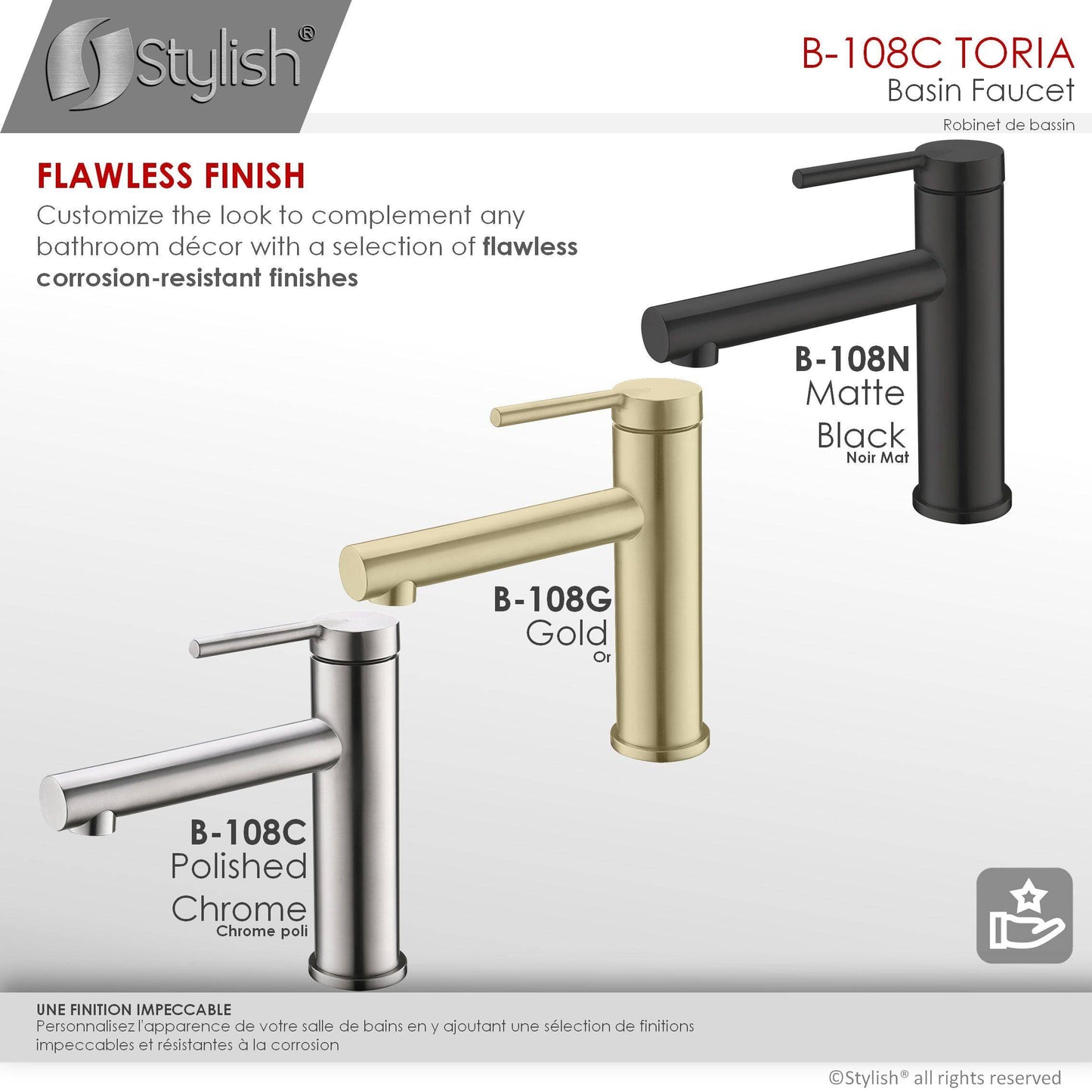 Stylish Toria 6" Single Handle Basin Bathroom Faucet in Stainless Steel Finish B-108S - Renoz