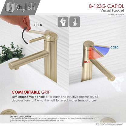 Stylish 11.63" Carol Bathroom Faucet Single Handle Brushed Gold Finish B-123G - Renoz