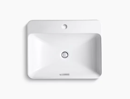 Kohler Lavabo de salle de bain vasque rectangulaire Vox avec trou de robinet unique