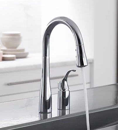 Kohler - Robinet d'évier de cuisine à tirette Simplice avec tête de pulvérisation à trois fonctions - Chrome