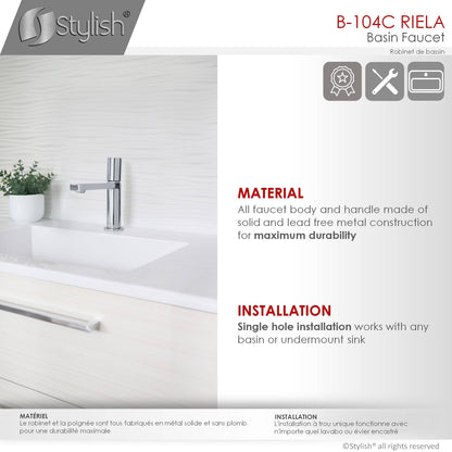 Stylish Riela 7" Single Handle Modern Bathroom Basin Faucet in Polished Chrome Finish B-104C - Renoz