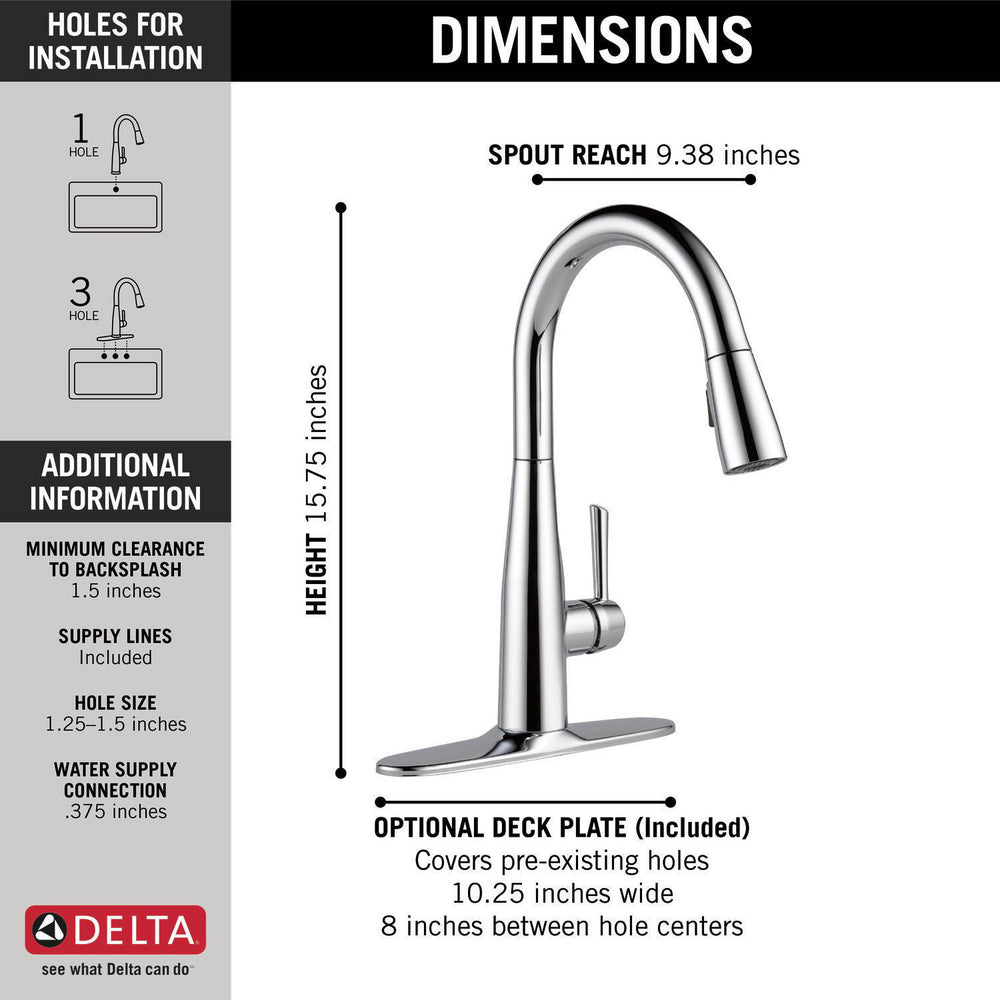 Delta ESSA Single Handle Pull-Down Kitchen Faucet- Chrome