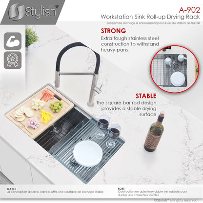 Stylish Workstation Roll-up Drying Rack A-902DG - Renoz