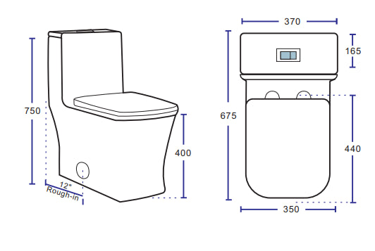 Liro Canada Alta One Piece Fully Skirted Square Toilet 12"