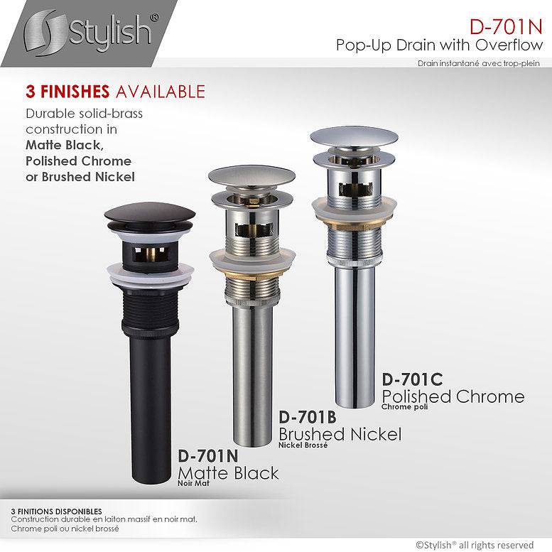 Stylish Pop-Up Drain with Overflow D-701N - Renoz