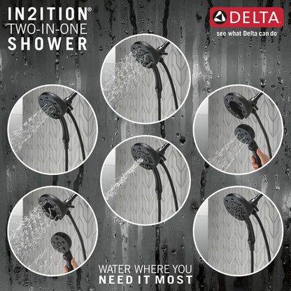 Delta H2Okinetic In2ition 4-Setting Two-in-One Shower- Matte Black