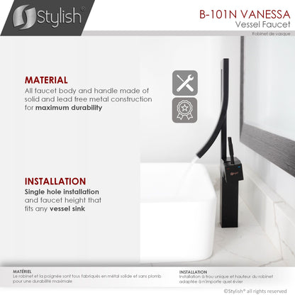 Stylish Vanessa 17.5" Bathroom Faucet Single Handle Matte Black Finish B-101N