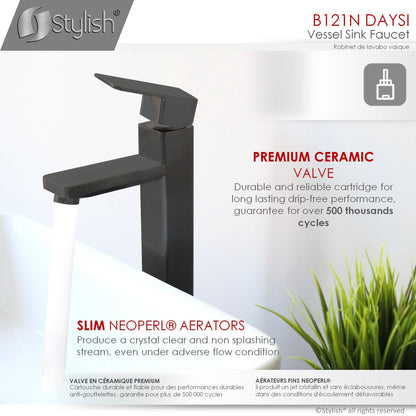 Stylish Daysi 12" Single Hole Single Handle Vessel Bathroom Faucet in Matte Black B-121N - Renoz