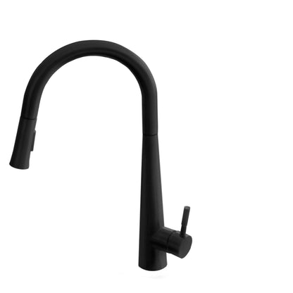 Stylish Siena 17" Kitchen Faucet Single Handle Pull Down Dual Mode Stainless Steel in Matte Black Finish K-135N - Renoz