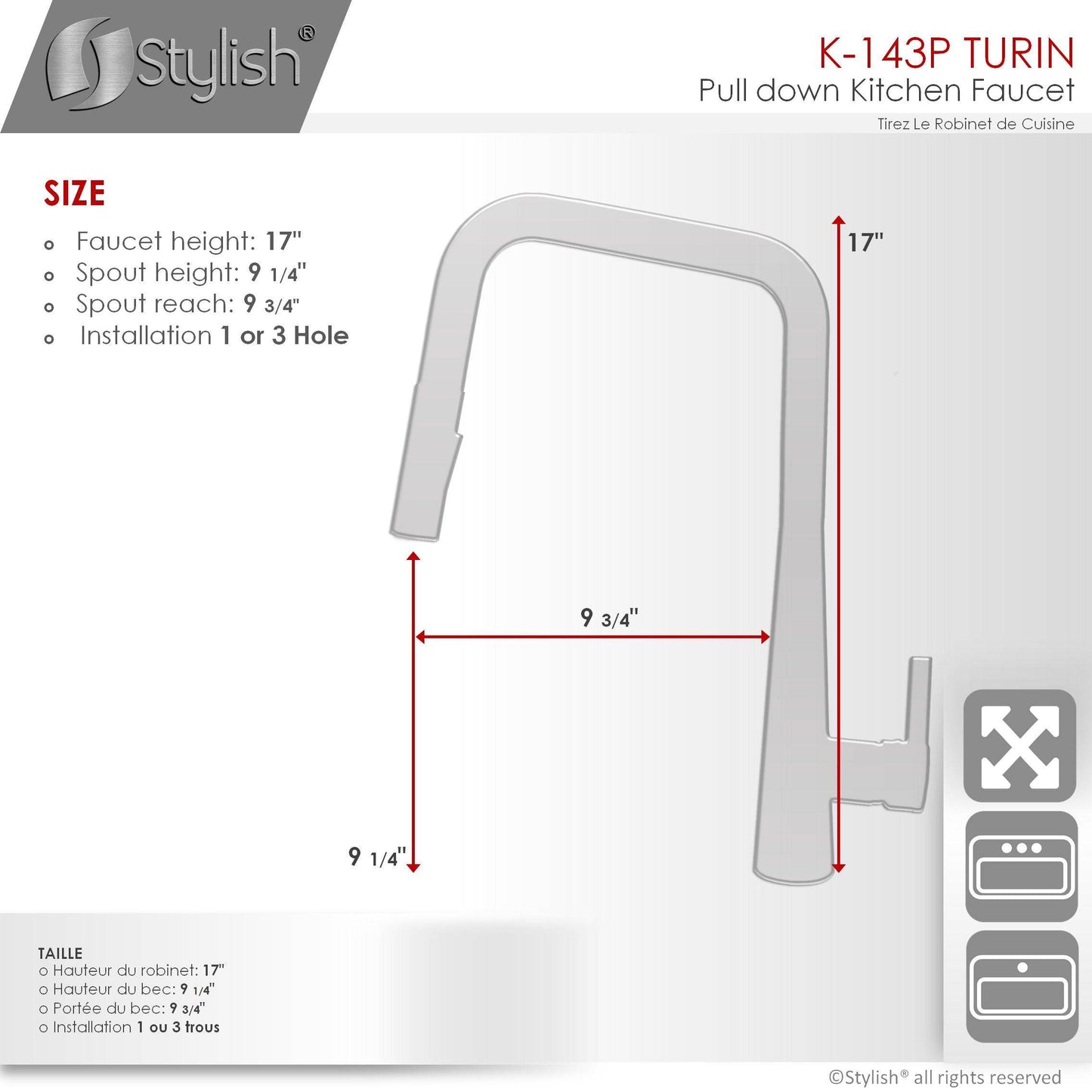 Stylish Turin 17" Kitchen Faucet Single Handle Pull Down Dual Mode Lead Free Gun Metal K-143P - Renoz