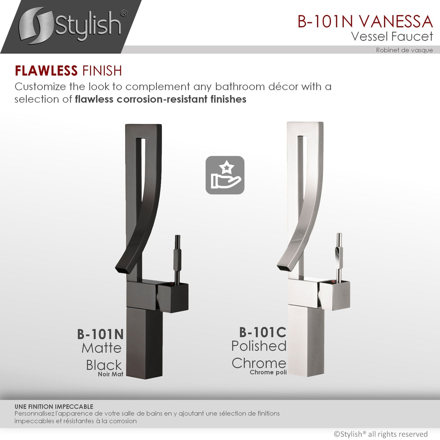 Stylish Vanessa 17.5" Bathroom Faucet Single Handle Matte Black Finish B-101N