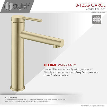 Stylish 11.63" Carol Bathroom Faucet Single Handle Brushed Gold Finish B-123G - Renoz