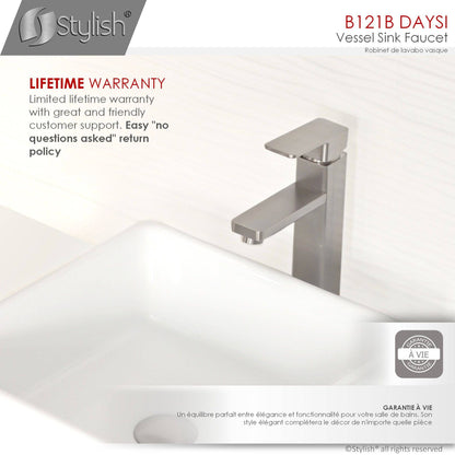 Stylish Daysi Brushed Nickel 12" Single-Hole Vessel Sink Bathroom Faucet B-121B - Renoz