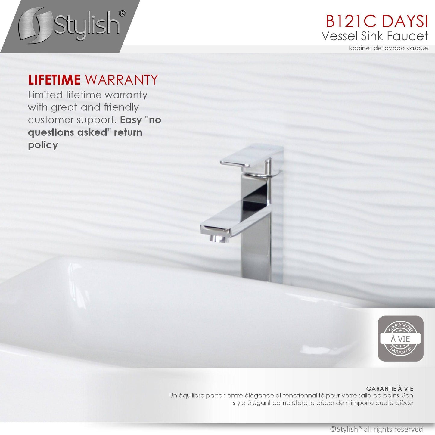 Stylish Daysi 12" Single Handle Bathroom Vessel Faucet Polished Chrome B-121C - Renoz