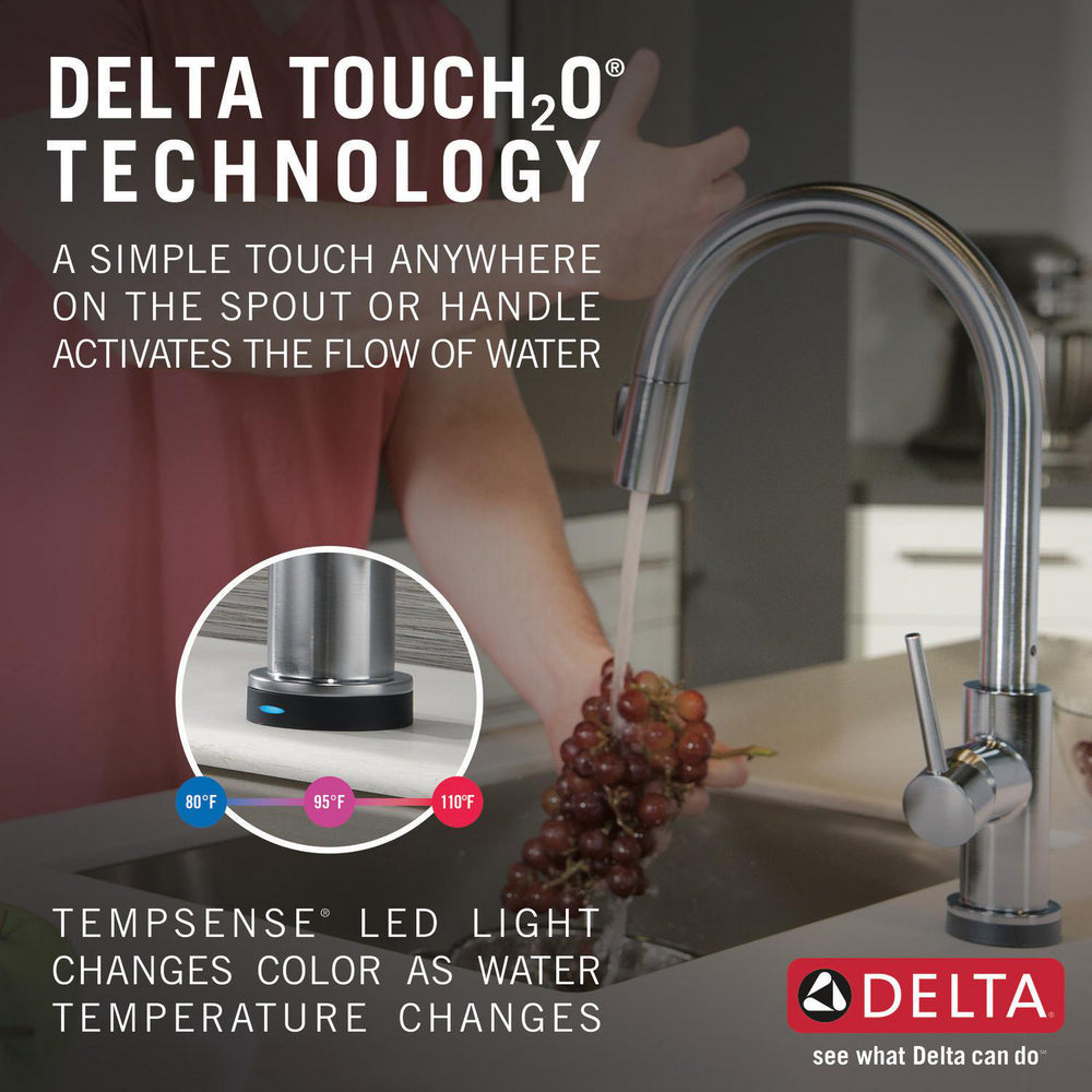 Delta TRINSIC Single Handle Pull-Down Kitchen Faucet with Touch2O Technology- Arctic Stainless