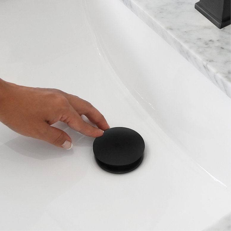 Stylish Pop-Up Drain with Overflow, Matte Black Finish D-700N - Renoz