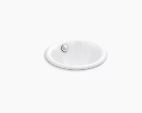 Kohler Iron Plains Round Drop-In/Undermount Bathroom Sink - White