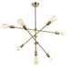 Dainolite 7 Light Incandescent Adjustable Pendant Aged Brass Finish. - Renoz