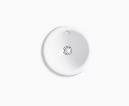 Kohler Iron Plains Round Drop-In/Undermount Bathroom Sink - White