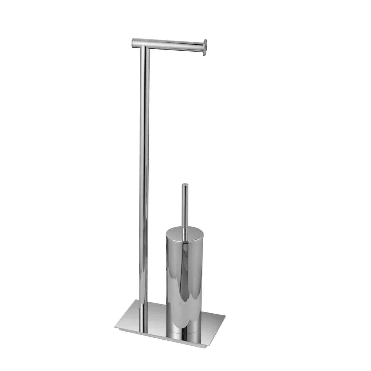 Kube Bath Aqua Rondo Free Standing Toilet Paper Holder With Toilet Brush – Chrome - Renoz