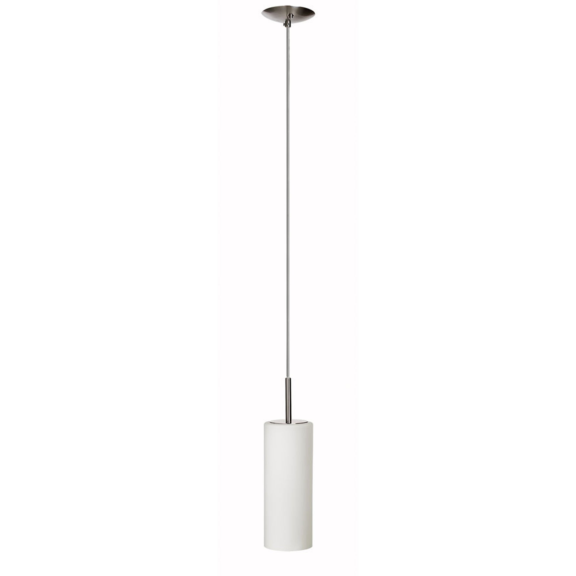 Dainolite 1 Light Pendant, Satin Chrome, White Frosted Glass - Renoz