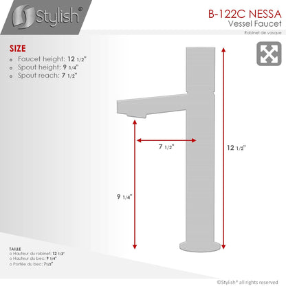 Stylish Nessa 12.5" Single Handle Bathroom Vessel Faucet, Polished Chrome Finish B-122C - Renoz