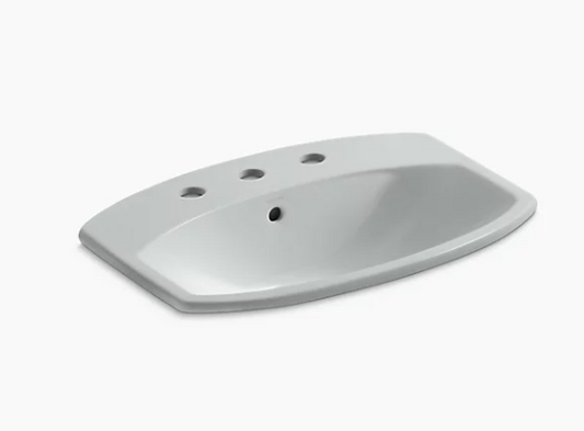 Kohler Lavabo de salle de bain encastrable Cimarron avec trous de robinet largement répandus de 8 po