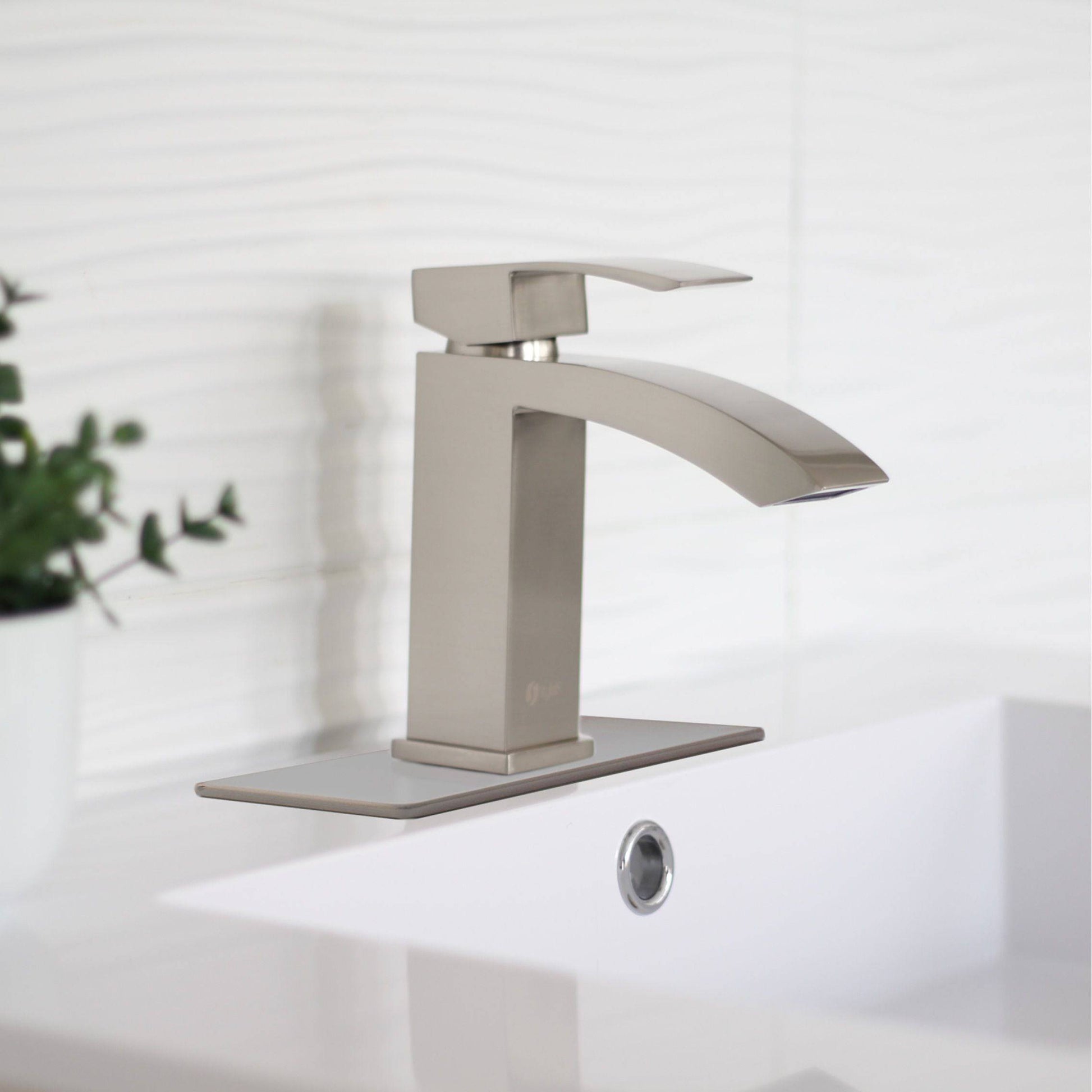 Stylish Single Hole Bathroom Faucet Plate in Brushed Nickel Finish A-801B - Renoz