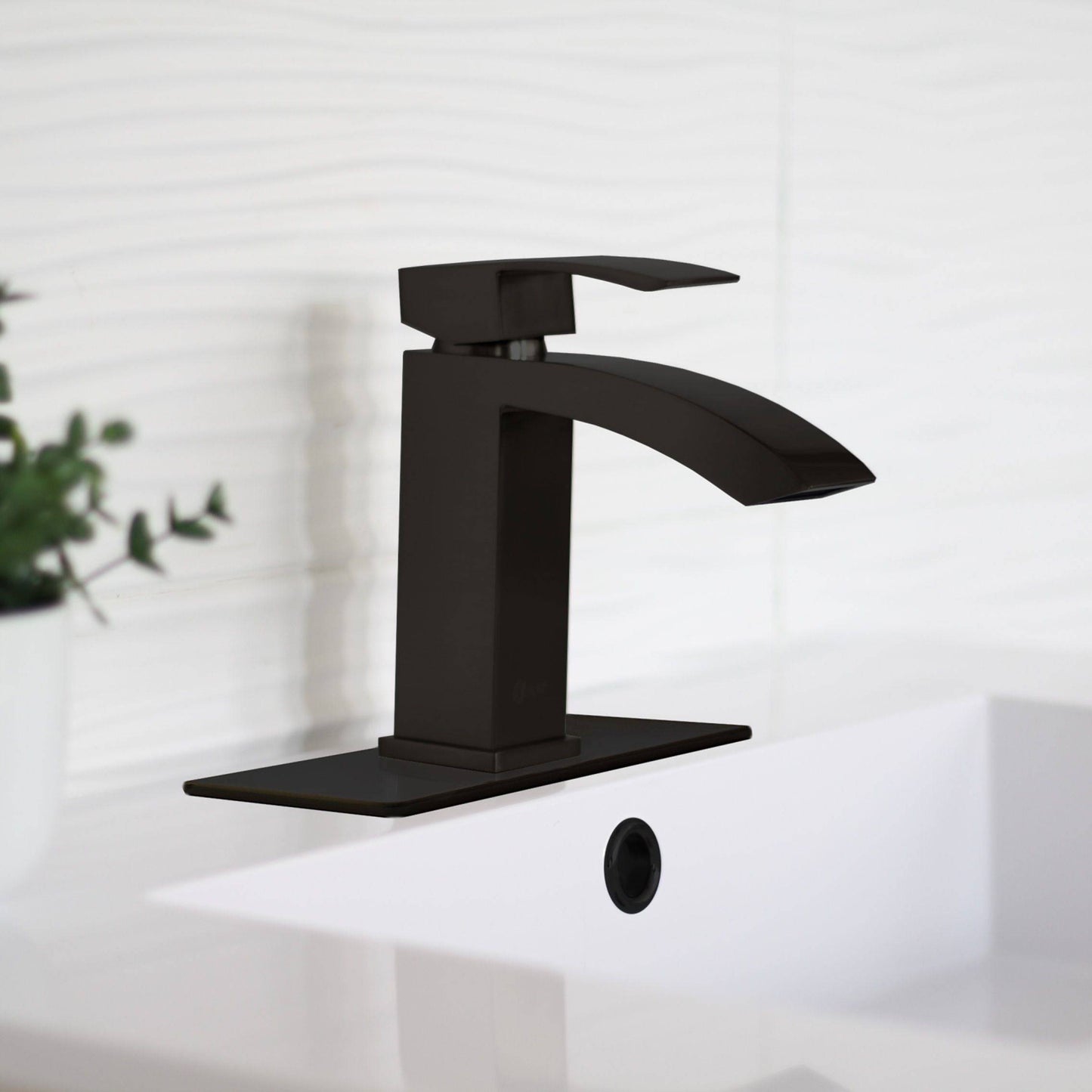 Stylish Single Hole Bathroom Faucet Plate in Matte Black Finish A-801N - Renoz