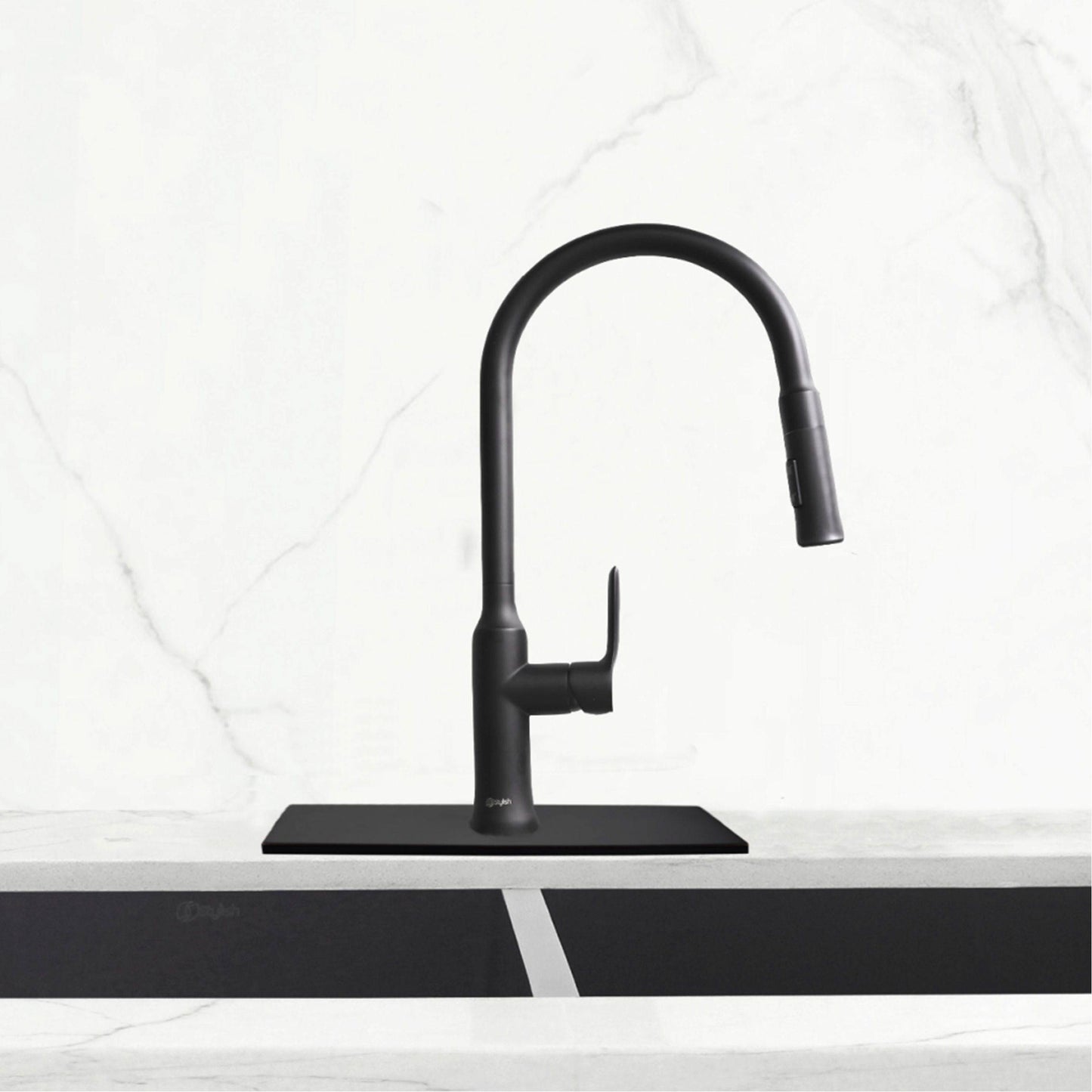 Stylish Kitchen Faucet Plate Hole Cover Deck Plate Escutcheon in Matte Black Finish A-803N - Renoz