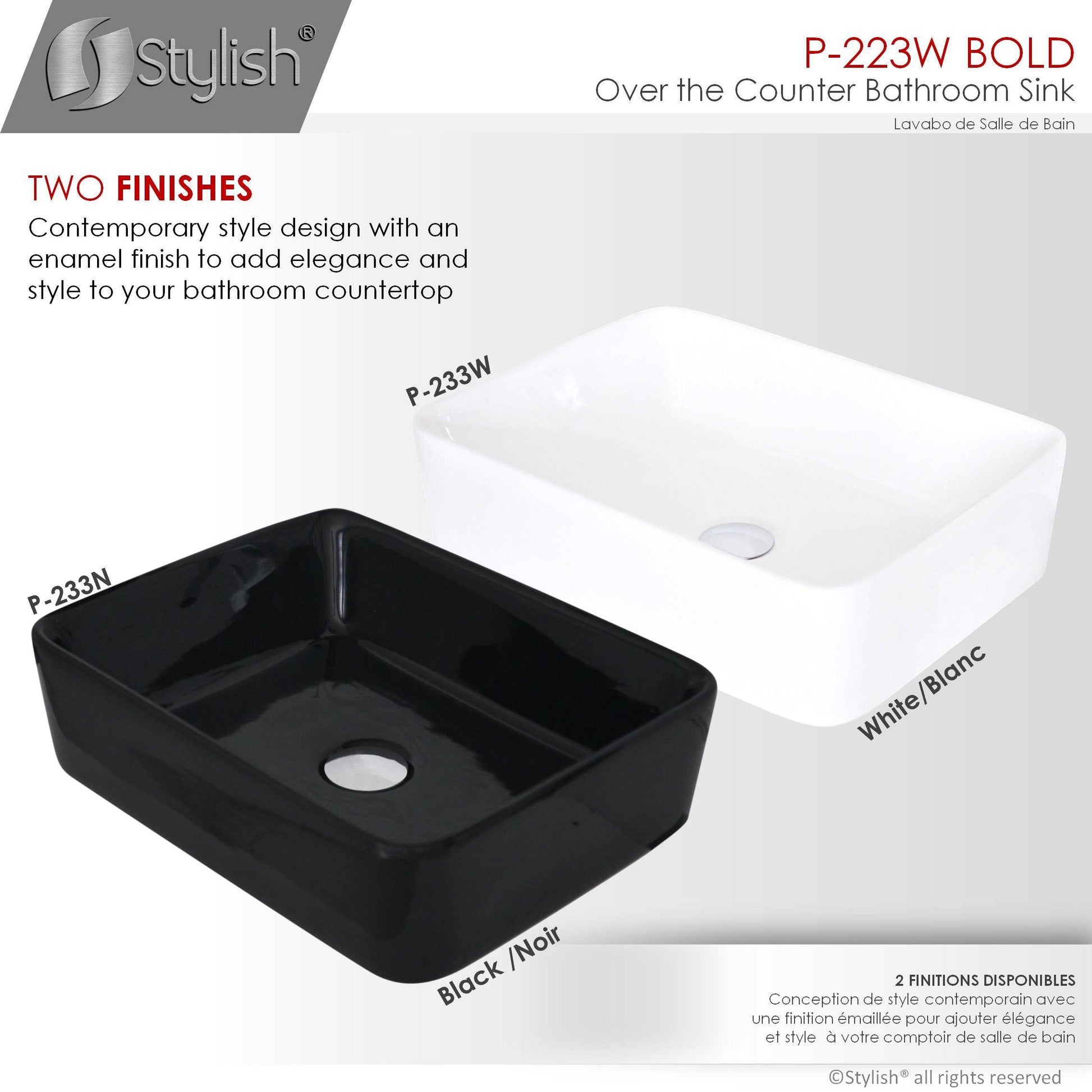 Stylish Bold 18.75" x 14.5" Rectangular Vessel Bathroom Sink White P-223W - Renoz