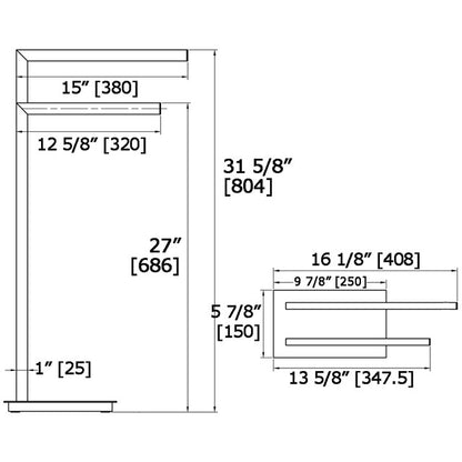 Laloo Floor Stand Double Towel Bar 9000