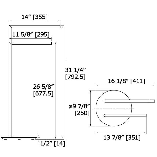 Laloo Floor Stand Double Towel Bar 9003