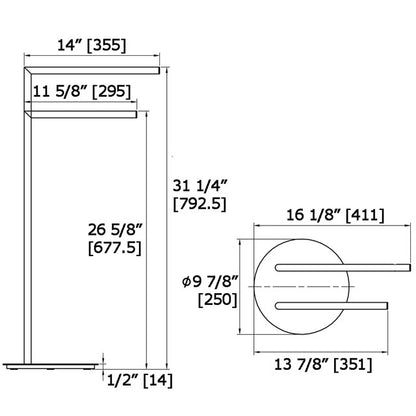 Laloo Floor Stand Double Towel Bar 9003