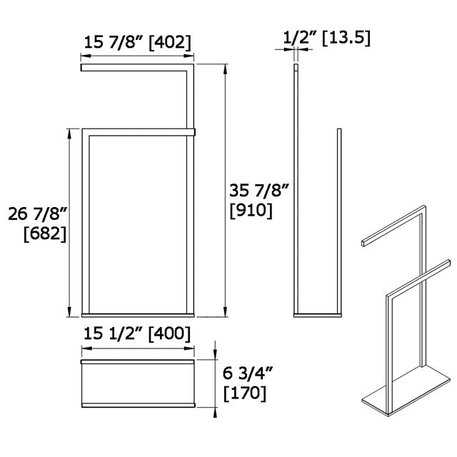 Laloo Floor Stand Double Towel Bar 9016